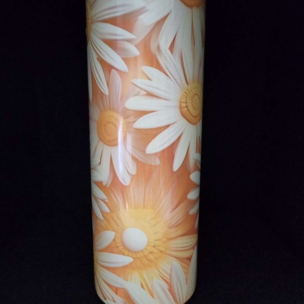 Orange and White Floral Tumbler